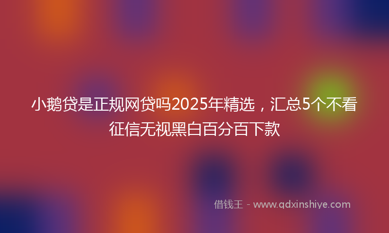 小鹅贷是正规网贷吗2025年精选，汇总5个不看征信无视黑白百分百下款