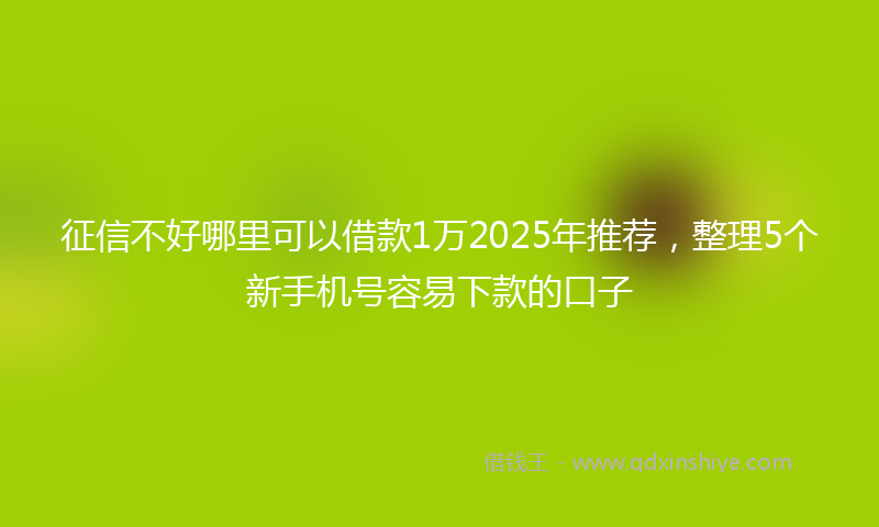 征信不好哪里可以借款1万2025年推荐，整理5个新手机号容易下款的口子