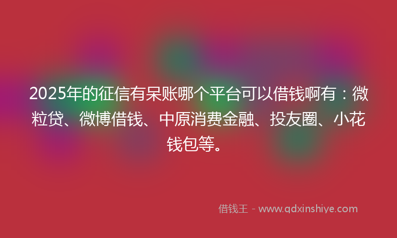 2025年的征信有呆账哪个平台可以借钱啊有：微粒贷、微博借钱、中原消费金融、投友圈、小花钱包等。
