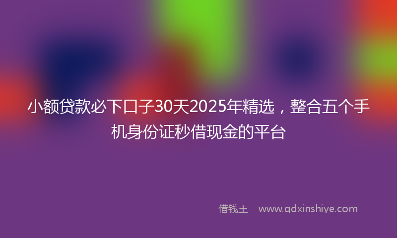 小额贷款必下口子30天2025年精选，整合五个手机身份证秒借现金的平台