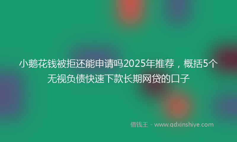 小鹅花钱被拒还能申请吗2025年推荐，概括5个无视负债快速下款长期网贷的口子