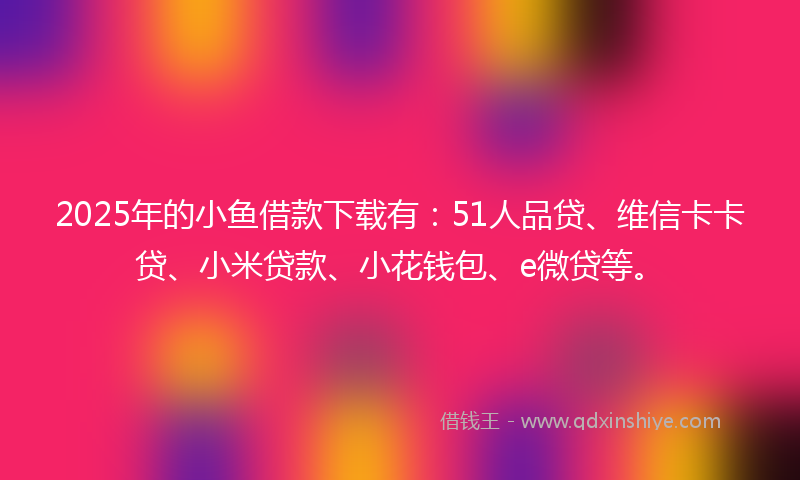 2025年的小鱼借款下载有：51人品贷、维信卡卡贷、小米贷款、小花钱包、e微贷等。