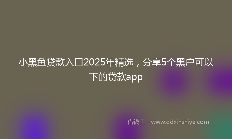 小黑鱼贷款入口2025年精选，分享5个黑户可以下的贷款app