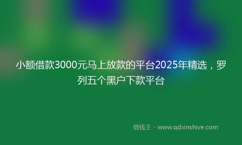 小额借款3000元马上放款的平台2025年精选，罗列五个黑户下款平台