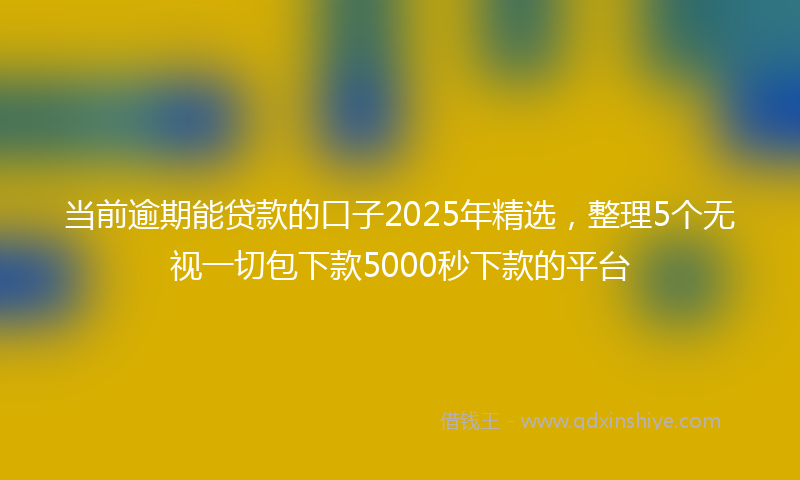 当前逾期能贷款的口子2025年精选，整理5个无视一切包下款5000秒下款的平台