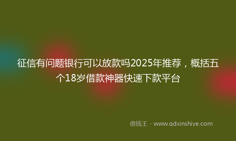 征信有问题银行可以放款吗2025年推荐，概括五个18岁借款神器快速下款平台