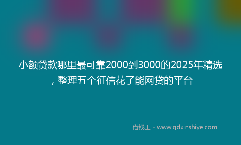 小额贷款哪里最可靠2000到3000的2025年精选，整理五个征信花了能网贷的平台