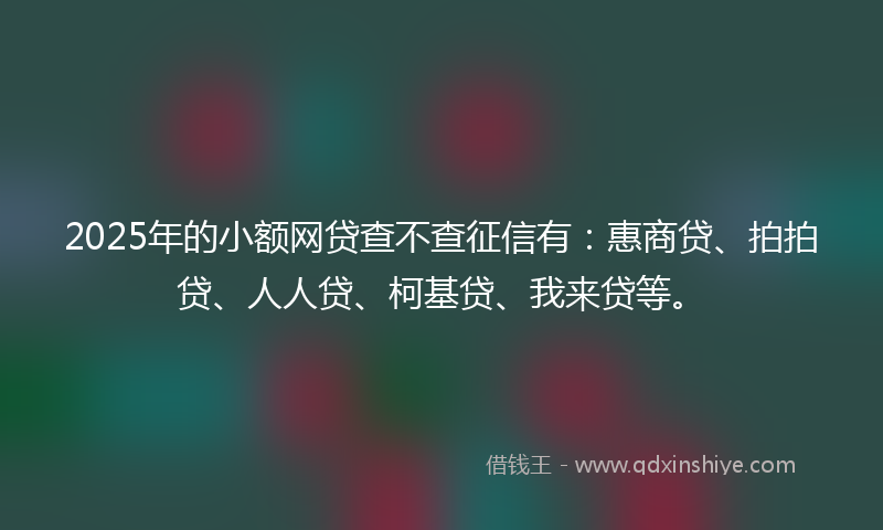 2025年的小额网贷查不查征信有：惠商贷、拍拍贷、人人贷、柯基贷、我来贷等。
