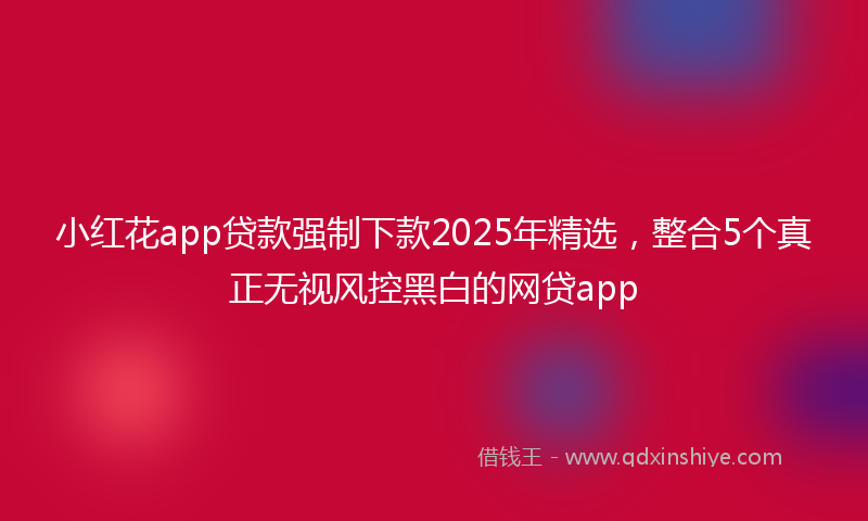 小红花app贷款强制下款2025年精选，整合5个真正无视风控黑白的网贷app