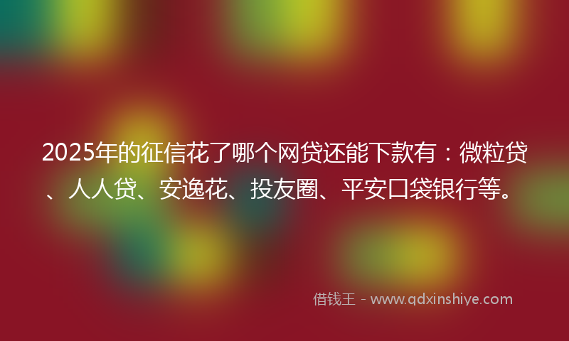 2025年的征信花了哪个网贷还能下款有：微粒贷、人人贷、安逸花、投友圈、平安口袋银行等。