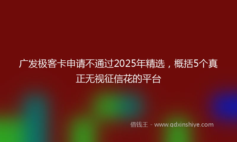 广发极客卡申请不通过2025年精选，概括5个真正无视征信花的平台