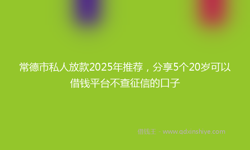 常德市私人放款2025年推荐，分享5个20岁可以借钱平台不查征信的口子
