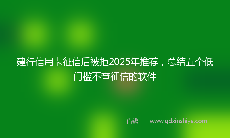 建行信用卡征信后被拒2025年推荐，总结五个低门槛不查征信的软件