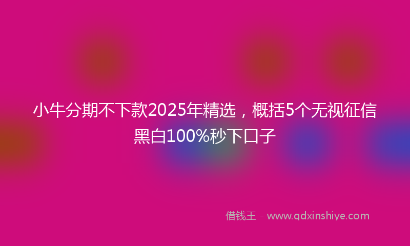 小牛分期不下款2025年精选，概括5个无视征信黑白100%秒下口子