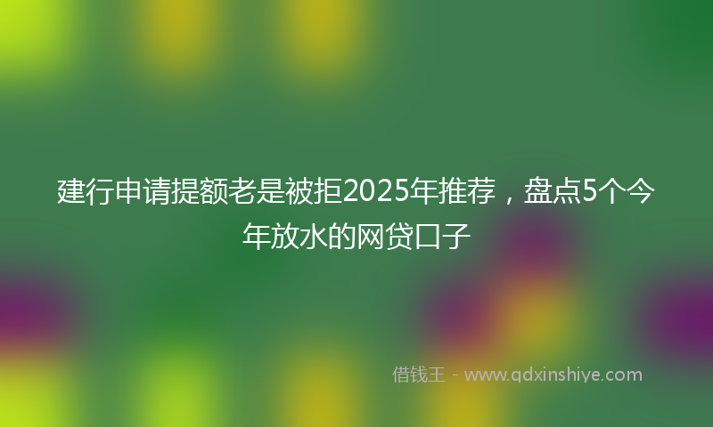 建行申请提额老是被拒2025年推荐，盘点5个今年放水的网贷口子