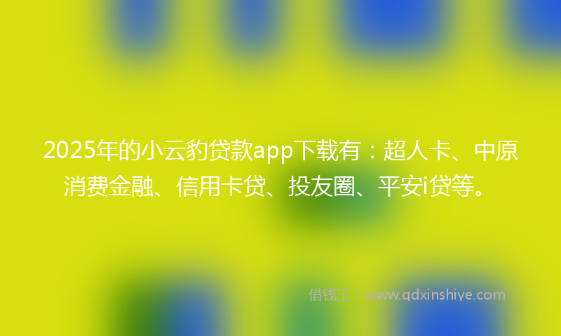 2025年的小云豹贷款app下载有：超人卡、中原消费金融、信用卡贷、投友圈、平安i贷等。