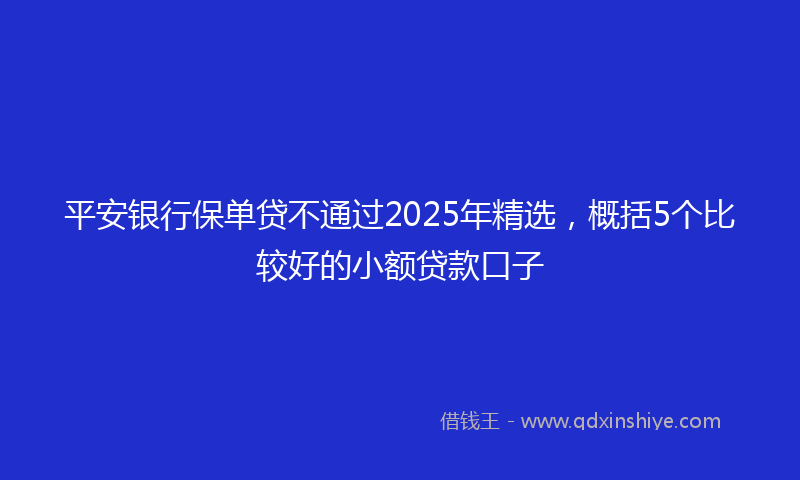 平安银行保单贷不通过2025年精选，概括5个比较好的小额贷款口子