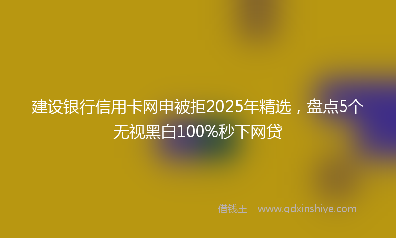 建设银行信用卡网申被拒2025年精选，盘点5个无视黑白100%秒下网贷