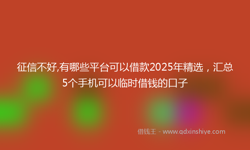 征信不好,有哪些平台可以借款2025年精选，汇总5个手机可以临时借钱的口子