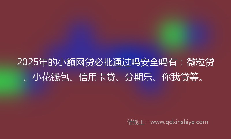 2025年的小额网贷必批通过吗安全吗有：微粒贷、小花钱包、信用卡贷、分期乐、你我贷等。