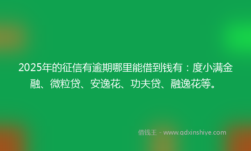 2025年的征信有逾期哪里能借到钱有：度小满金融、微粒贷、安逸花、功夫贷、融逸花等。