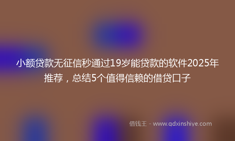 小额贷款无征信秒通过19岁能贷款的软件2025年推荐，总结5个值得信赖的借贷口子
