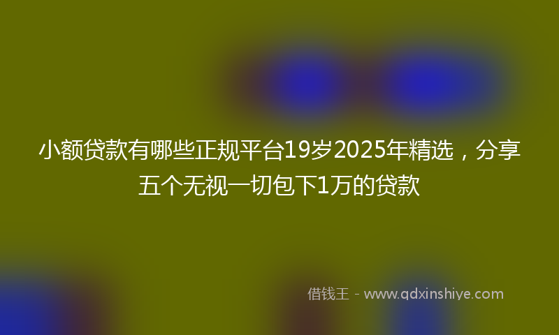 小额贷款有哪些正规平台19岁2025年精选，分享五个无视一切包下1万的贷款