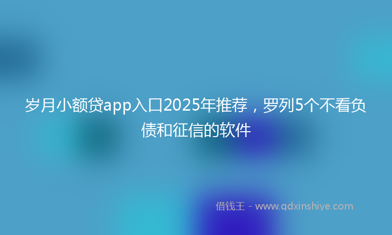 岁月小额贷app入口2025年推荐，罗列5个不看负债和征信的软件
