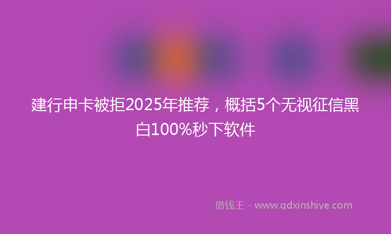 建行申卡被拒2025年推荐，概括5个无视征信黑白100%秒下软件