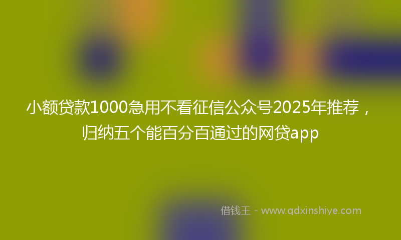小额贷款1000急用不看征信公众号2025年推荐，归纳五个能百分百通过的网贷app