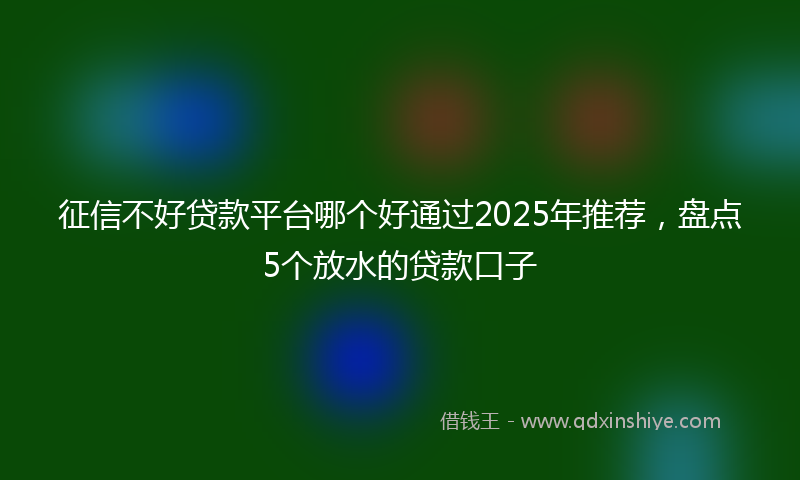 征信不好贷款平台哪个好通过2025年推荐，盘点5个放水的贷款口子
