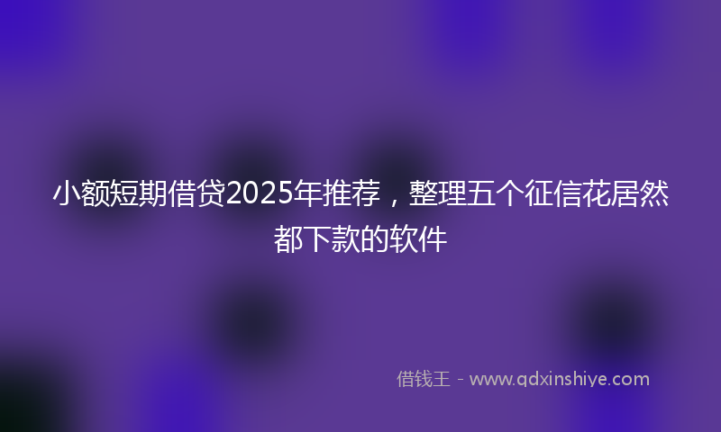 小额短期借贷2025年推荐，整理五个征信花居然都下款的软件