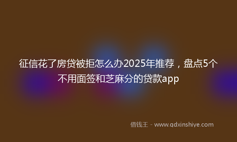 征信花了房贷被拒怎么办2025年推荐，盘点5个不用面签和芝麻分的贷款app