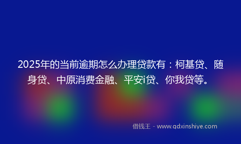 2025年的当前逾期怎么办理贷款有：柯基贷、随身贷、中原消费金融、平安i贷、你我贷等。