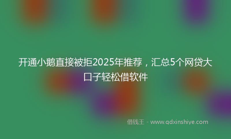 开通小鹅直接被拒2025年推荐，汇总5个网贷大口子轻松借软件
