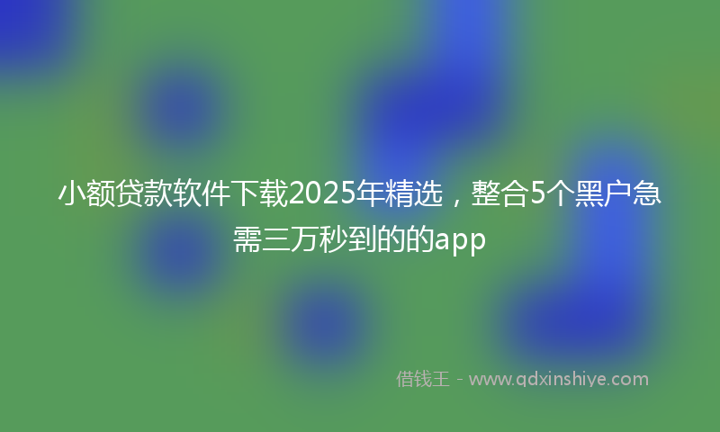 小额贷款软件下载2025年精选，整合5个黑户急需三万秒到的的app
