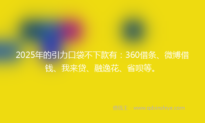 2025年的引力口袋不下款有：360借条、微博借钱、我来贷、融逸花、省呗等。