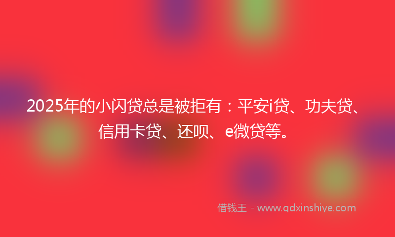 2025年的小闪贷总是被拒有：平安i贷、功夫贷、信用卡贷、还呗、e微贷等。