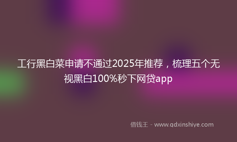 工行黑白菜申请不通过2025年推荐，梳理五个无视黑白100%秒下网贷app