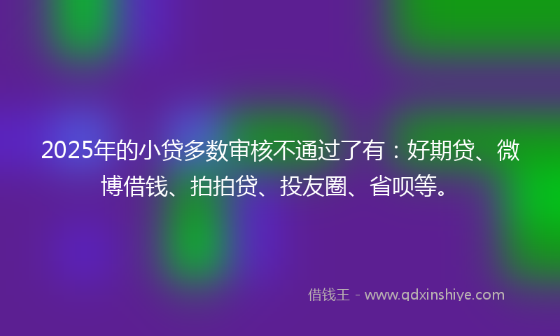 2025年的小贷多数审核不通过了有：好期贷、微博借钱、拍拍贷、投友圈、省呗等。