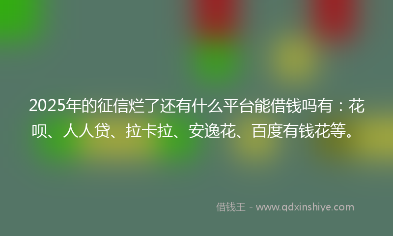 2025年的征信烂了还有什么平台能借钱吗有：花呗、人人贷、拉卡拉、安逸花、百度有钱花等。