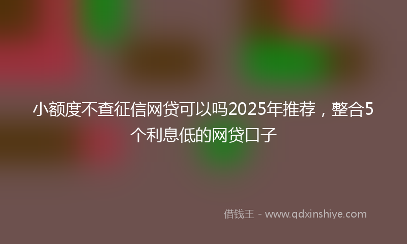 小额度不查征信网贷可以吗2025年推荐，整合5个利息低的网贷口子
