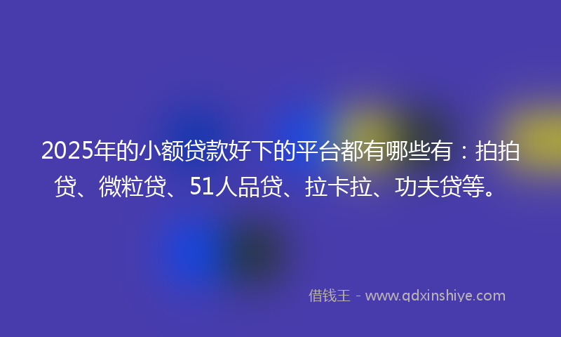 2025年的小额贷款好下的平台都有哪些有：拍拍贷、微粒贷、51人品贷、拉卡拉、功夫贷等。