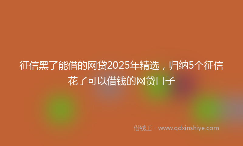 征信黑了能借的网贷2025年精选，归纳5个征信花了可以借钱的网贷口子