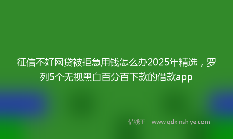 征信不好网贷被拒急用钱怎么办2025年精选，罗列5个无视黑白百分百下款的借款app