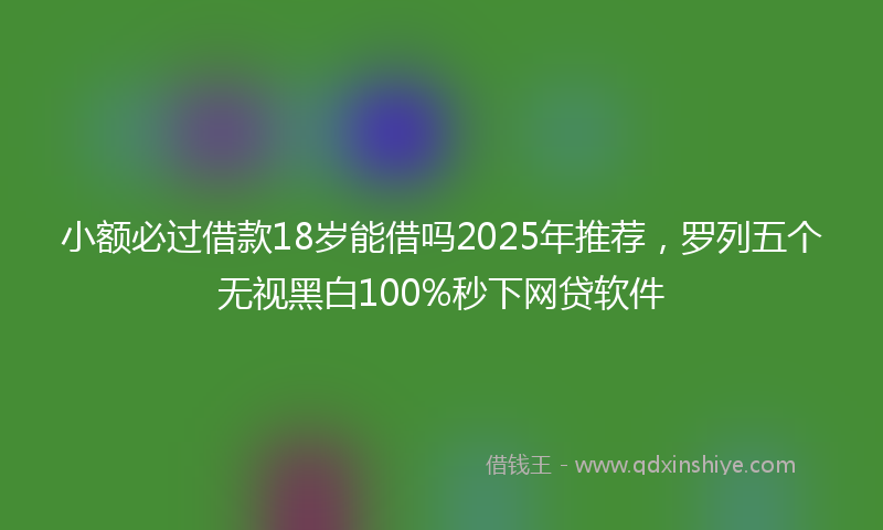 小额必过借款18岁能借吗2025年推荐，罗列五个无视黑白100%秒下网贷软件