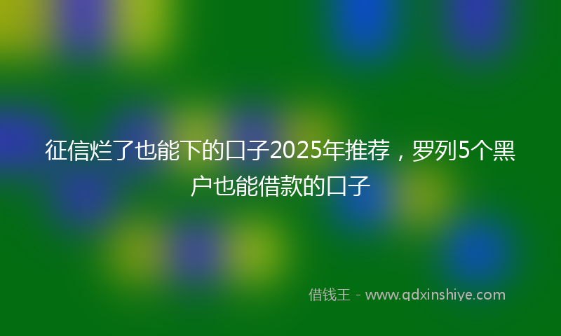 征信烂了也能下的口子2025年推荐，罗列5个黑户也能借款的口子