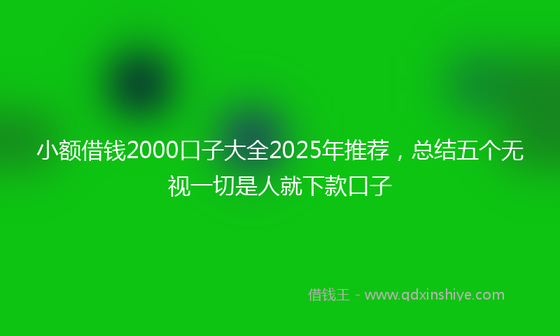 小额借钱2000口子大全2025年推荐，总结五个无视一切是人就下款口子