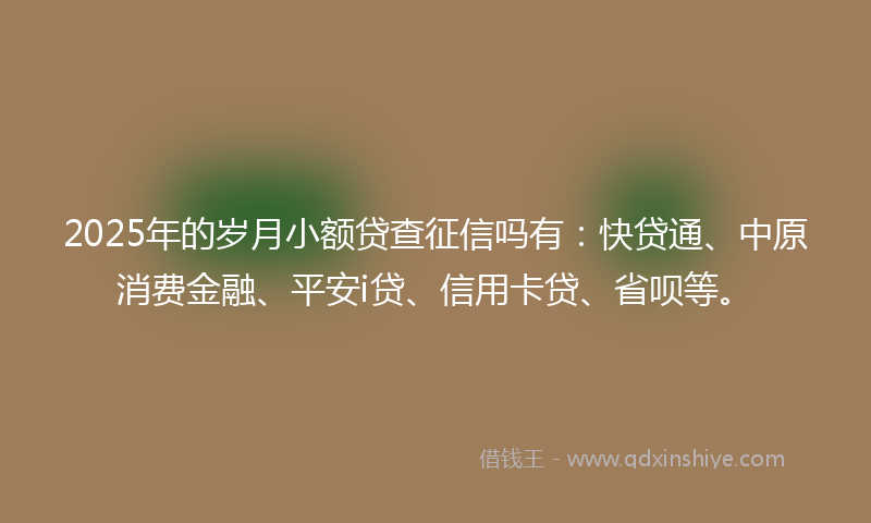 2025年的岁月小额贷查征信吗有：快贷通、中原消费金融、平安i贷、信用卡贷、省呗等。
