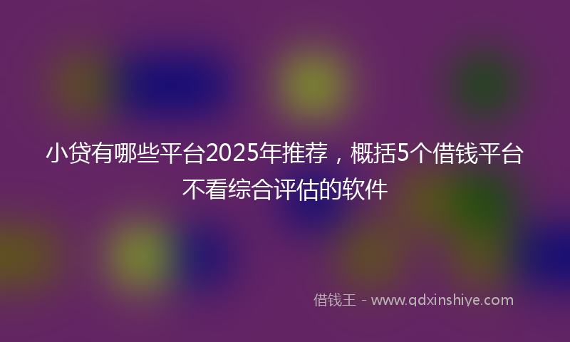 小贷有哪些平台2025年推荐，概括5个借钱平台不看综合评估的软件
